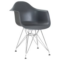 Стул обеденный DOBRIN DAW CHROME, ножки хром, цвет сиденья тёмно-серый (GR-04)