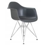 Стул обеденный DOBRIN DAW CHROME, ножки хром, цвет сиденья тёмно-серый (GR-04)