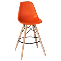 Стул барный DOBRIN DSW BAR, ножки светлый бук, цвет сиденья оранжевый (O-02)