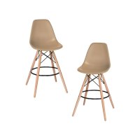 Набор 2 шт Стул барный DOBRIN DSW BAR, ножки светлый бук, цвет сиденья бежевый (GR-03)