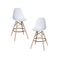 Набор 2 шт Стул барный DOBRIN DSW BAR, ножки светлый бук, цвет сиденья белый (W-02)