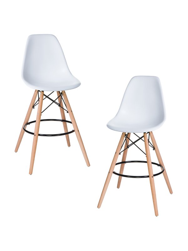Набор 2 шт Стул барный DOBRIN DSW BAR, ножки светлый бук, цвет сиденья белый (W-02)