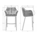 Стул барный DOBRIN LUCAS, серая ткань (F-22)