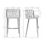 Набор 4 шт Стул барный DOBRIN EMMA GOLD, светло-серый велюр (135-37)