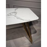 Стол обеденный Соар-2 F-1690,160х90х76 см, бело-серая керамика/золото