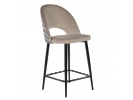Стул полубарный Leo латте с жаккардом, поворотный механизм