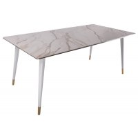 Стол обеденный Рио Гранд MC232-180WH, 180х90х76 см, белая керамика/золото