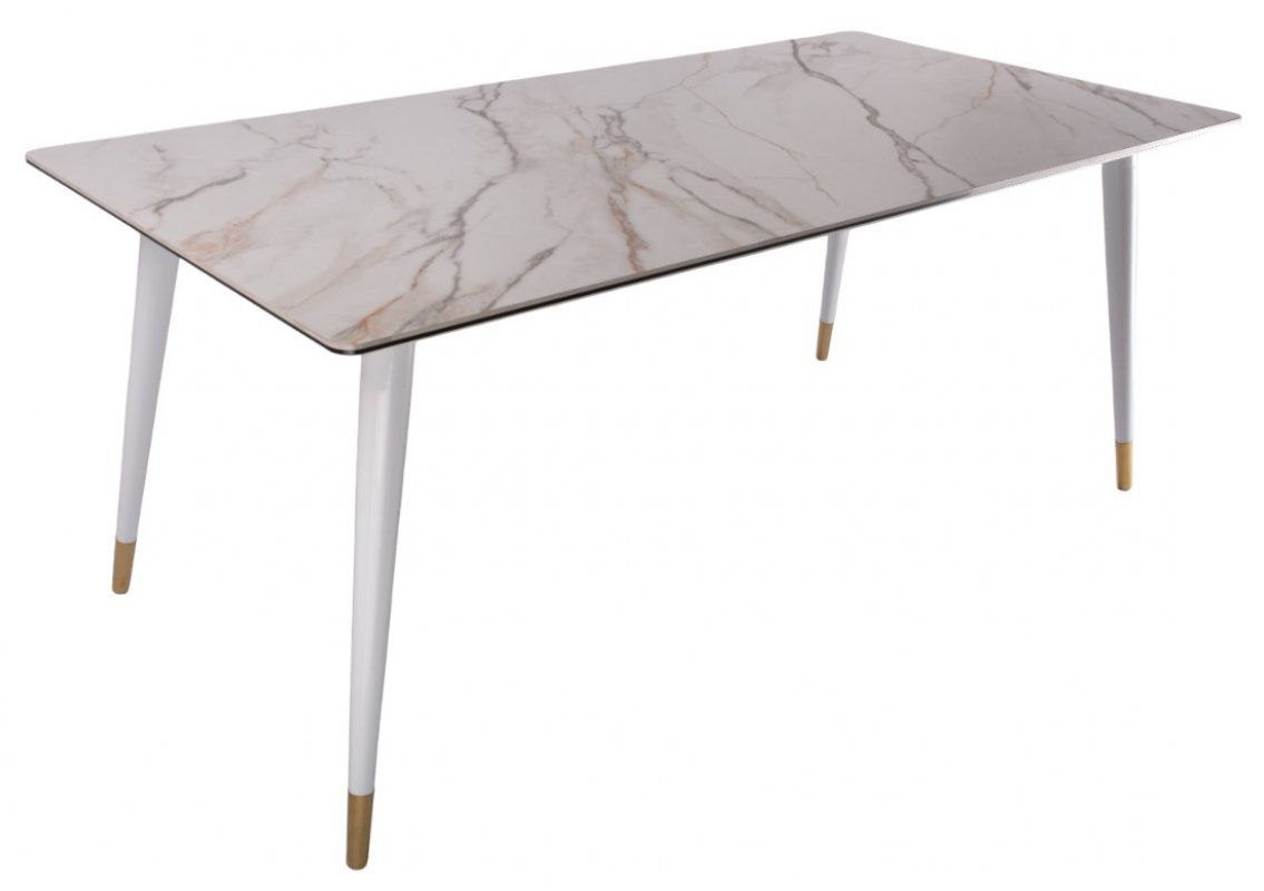 Стол обеденный Рио Гранд MC232-180WH, 180х90х76 см, белая керамика/золото