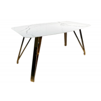 Стол обеденный Соар-2 F-1690,160х90х76 см, бело-серая керамика/золото