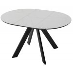 Стол БОНЖУР 100 БЕЛЫЙ МРАМОР, керамика / ЧЕРНЫЙ каркас М-City