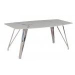 Стол обеденный Соар-2 F-1690,180х90х76 см, бело-серая керамика/хром серебро