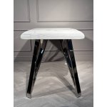 Стол обеденный Соар-2 F-1690,180х90х76 см, бело-серая керамика/хром серебро