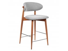 Стул полубарный Lucas светло-серый букле, ножки цвета орех