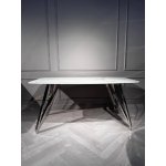 Стол обеденный Соар-2 F-1690,180х90х76 см, бело-серая керамика/хром серебро