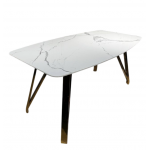 Стол обеденный Соар-2 F-1690,160х90х76 см, бело-серая керамика/золото