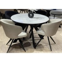 Стул АЛЬКОР (ALCOR) 360 град. поворот. BL02/BUFF02 Бежевый, ткань /кожзам / Латте каркас