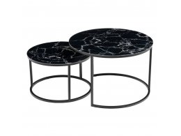 Набор кофейных столиков Tango чёрный мрамор с чёрными ножками, 2шт