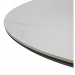 Стол БОНЖУР 100 БЕЛЫЙ МРАМОР, керамика / ЧЕРНЫЙ каркас М-City