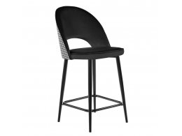 Стул полубарный Leo чёрный с жаккардом, с поворотным механизмом