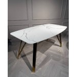 Стол обеденный Соар-2 F-1690,160х90х76 см, бело-серая керамика/золото