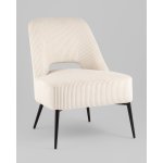 Кресло лаунж Бостон велюр рельефный молочный