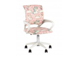Кресло офисное TopChairs Simple SN Junior принт Unicorns пластик белый