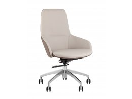 Кресло офисное TopChairs Soulo светло-серый, коричневый