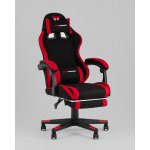 Кресло спортивное TopChairs Prophet с оттоманкой ткань черно-красный