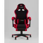 Кресло спортивное TopChairs Prophet с оттоманкой ткань черно-красный