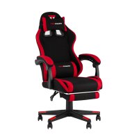 Кресло спортивное TopChairs Prophet с оттоманкой ткань черно-красный