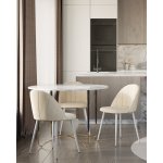 Стул Логан SN велюр молочный белые ножки