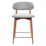 Стул полубарный Lucas светло-серый букле, ножки цвета орех