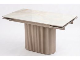 Стол АРИЯ 160 цвет ONYX SOFT CREAM, керамика / ШАМПАНЬ каркас