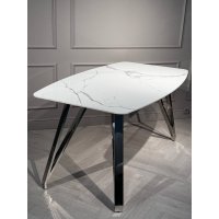 Стол обеденный Соар-2 F-1690,180х90х76 см, бело-серая керамика/хром серебро