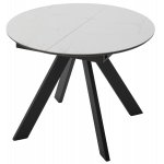 Стол БОНЖУР 100 БЕЛЫЙ МРАМОР, керамика / ЧЕРНЫЙ каркас М-City
