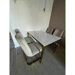 Стол обеденный Камео DT-3001S, 120х80х76 см, белый мрамор (Калаката)