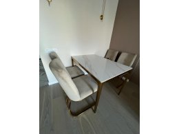 Стол обеденный Камео DT-3001S, 120х80х76 см, белый мрамор (Калаката) Стол обеденный Камео DT-3001S, 120х80х76 см, белый мрамор (Калаката)