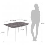 Стол Oslo раскладной 100-130x80x76см, Мрамор Сиена, белый