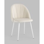 Стул Логан SN велюр молочный белые ножки