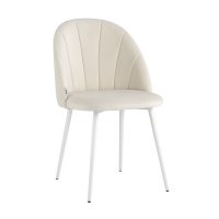 Стул Логан SN велюр молочный белые ножки
