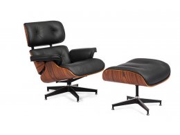 Кресло EAMES LOUNGE CHAIR и оттоманка EAMES LOUNGE CHAIR чёрные