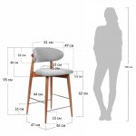 Стул полубарный Lucas светло-серый букле, ножки цвета орех