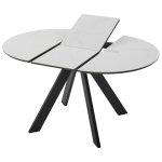 Стол БОНЖУР 100 БЕЛЫЙ МРАМОР, керамика / ЧЕРНЫЙ каркас М-City