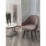 Стул ШЕЛЛ 360 град. поворот. B5 Капучино, велюр / черный каркас, М-City