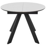 Стол БОНЖУР 100 БЕЛЫЙ МРАМОР, керамика / ЧЕРНЫЙ каркас М-City