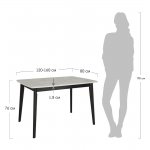 Стол Oslo раскладной 120-160x80x76см, Бетон лайт, чёрный