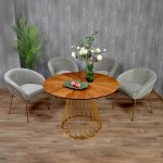 Стул-полукресло Martin серый шенилл, золотые ножки