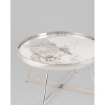 Журнальный столик Гера 80*80см белая керамика сталь серебро