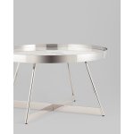 Журнальный столик Гера 80*80см белая керамика сталь серебро