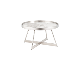 Журнальный столик Гера 80*80см белая керамика сталь серебро